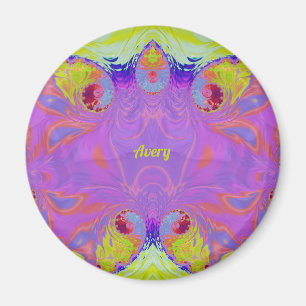 AVERY ~ Pink Orange Yellow Blue Fractal ~ Magnet