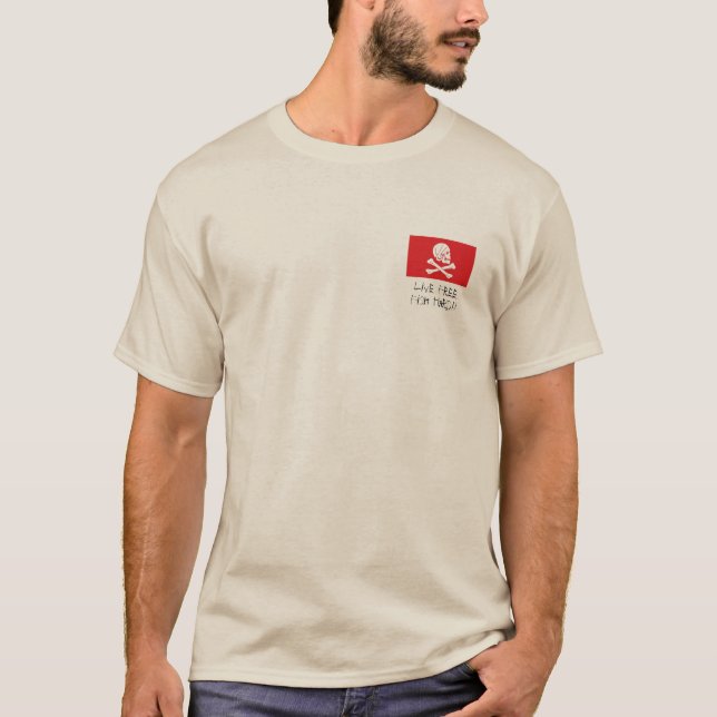 avery-red_flag, Live Free, Fish Hard!! T-Shirt (Front)