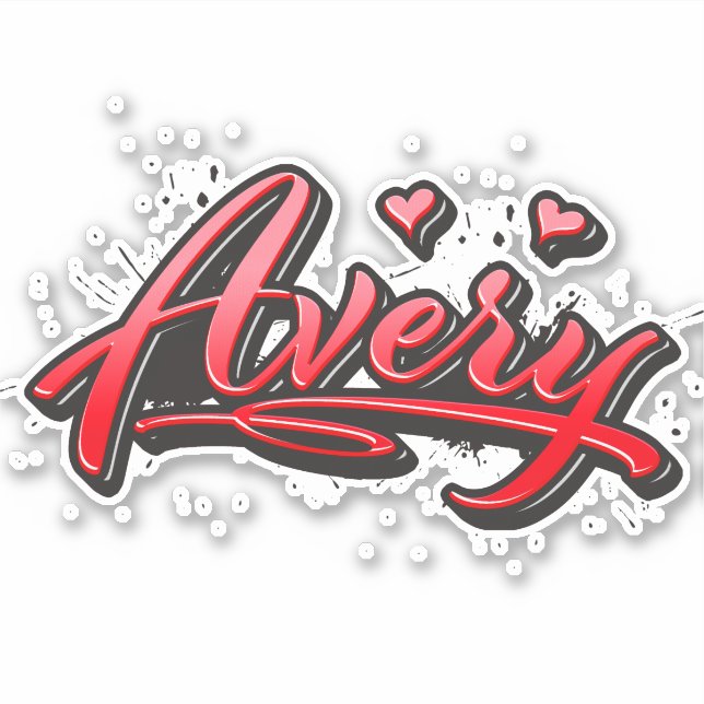 Avery red Heart Graffiti Sticker (Front)