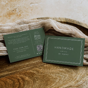 AVERY Rustic Dark Green Handmade Thank You Order Enclosure Card