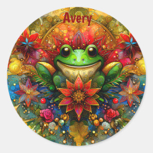 AVERY ~ SHINY Christmas FROG ~ Classic Round Sticker