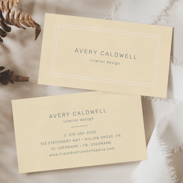 AVERY Simple Neutral Butter Yellow Business Card (AVERY Simple Neutral Butter Yellow Business Card)