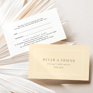 AVERY Simple Neutral Butter Yellow Refer A Friend Referral Card