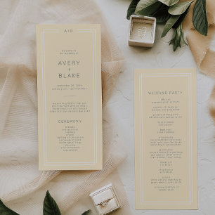 AVERY Simple Neutral Butter Yellow Wedding Programme
