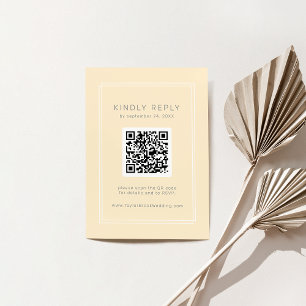 AVERY Simple Neutral Yellow QR Code RSVP Wedding Enclosure Card