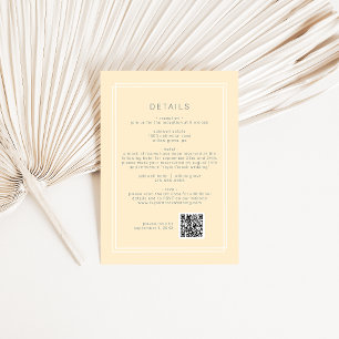 AVERY Simple Neutral Yellow QR Code Wedding Detail Enclosure Card