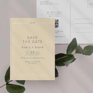 AVERY Simple Neutral Yellow Wedding Save the Date Invitation Postcard