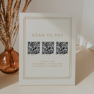 AVERY Vintage Gold Business QR Code Scan To Pay Pedestal Sign