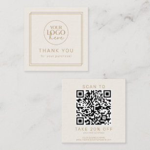 AVERY Vintage Gold Cream Logo QR Code Thank You Discount Card
