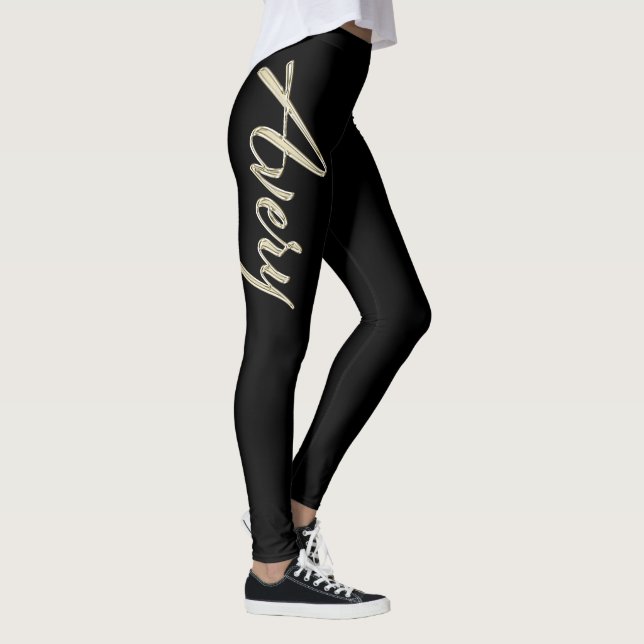Avery white gold Handwriting trousers Leggings (Right)