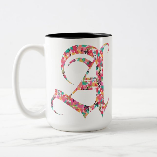 AVESTRAVA -A- colourful brushstrokes Two-Tone Coffee Mug (Left)