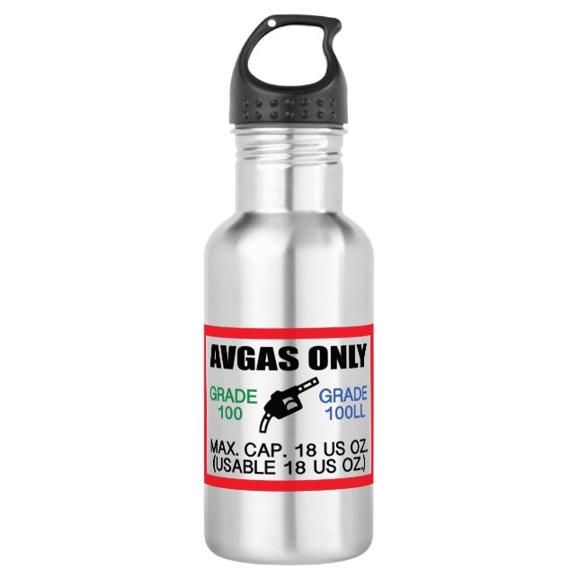 AVGAS / 100LL fuel only 532 Ml Water Bottle (Front)