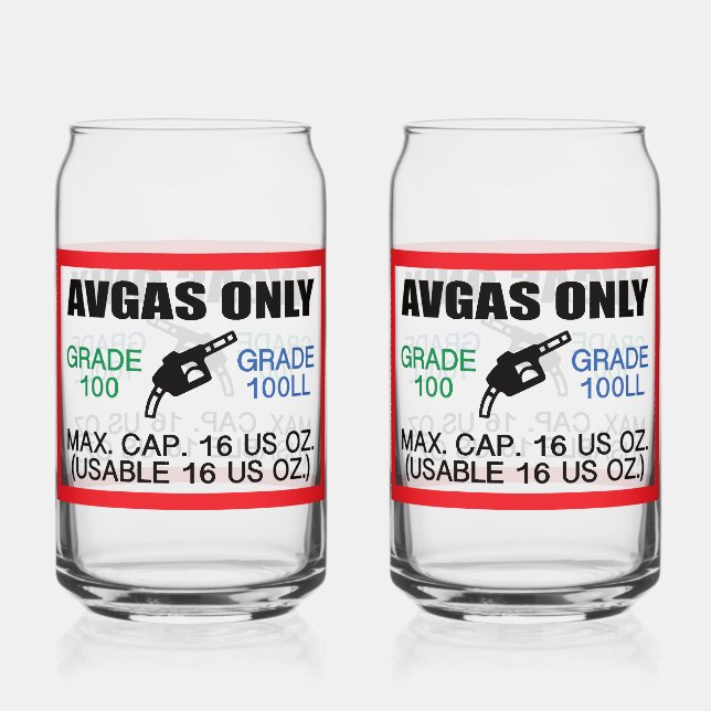AVGAS / 100LL fuel only Drinkware Set Can Glass (Front)