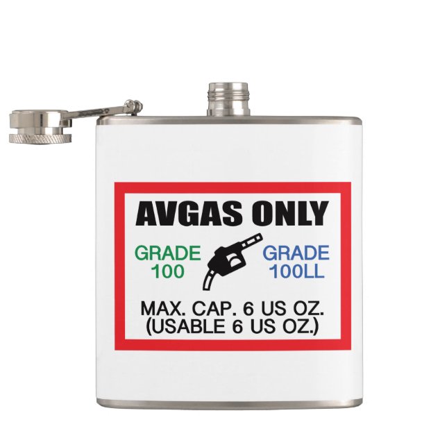 AVGAS / 100LL fuel only Hip Flask (Opened)