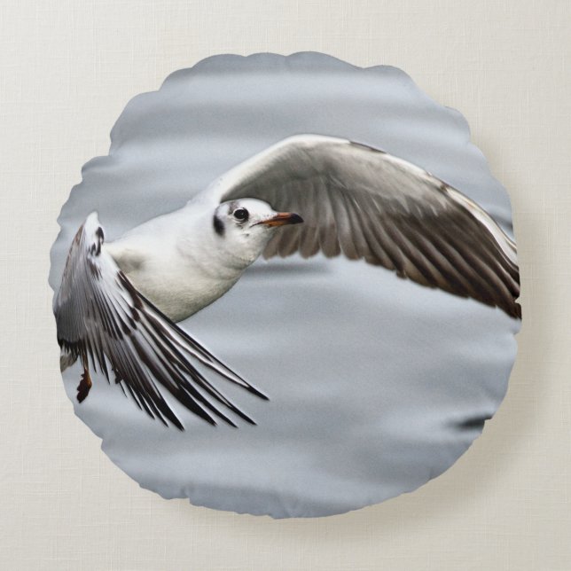 Avian Flight of the Seagull Round Cushion (Front)