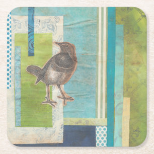 Avian Scrapbook I Square Paper Coaster
