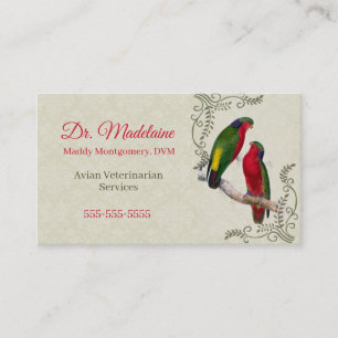 Avian Veterinarian Vintage Parrot Business Card