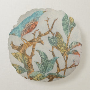 Aviary Collage I Round Cushion