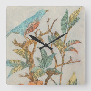 Aviary Collage I Square Wall Clock