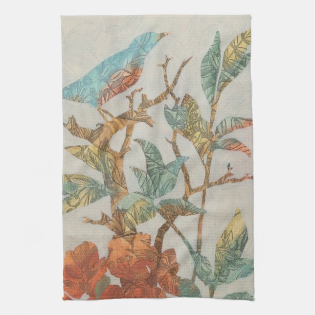 Aviary Collage I Tea Towel (Vertical)