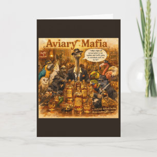 Aviary Mafia Cartoon – Feathered Mob Family Humour Card