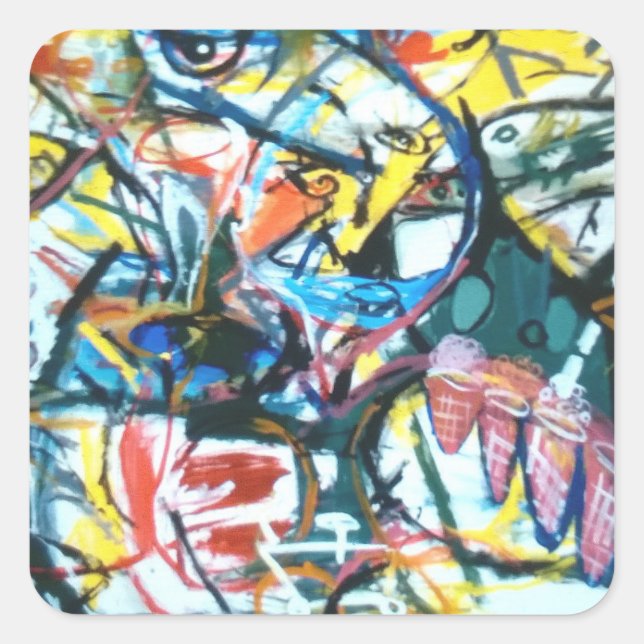Aviary Stream Abstract Jeff Hankamer Artjunkhaus   Square Sticker (Front)