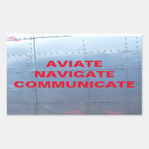 AVIATE, NAVIGATE, COMMUNICATE Aviation Sticker