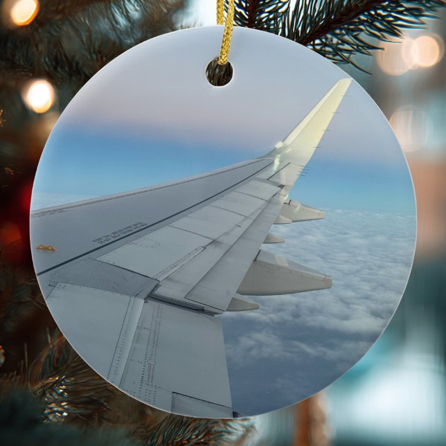 Aviation Aeroplane Christmas Photo Custom Ceramic Tree Decoration (Creator Uploaded)