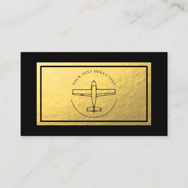 Aviation Aeroplane - Faux Gold Foil Business Card (Front)