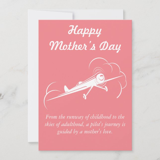 Aviation, Aeroplane Flying, Minimalist,Mother’s Da Holiday Card (Front)