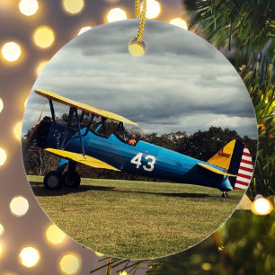 Aviation Aeroplane Photo Christmas Personalised Ce Ceramic Tree Decoration