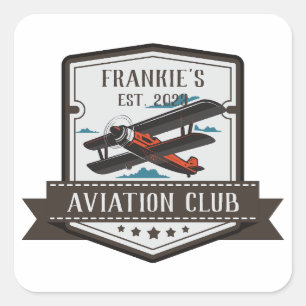 Aviation Aeroplane Pilot Club Custom Square Sticker