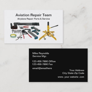 Aviation Aeroplane Repair Mechanic Services Business Card