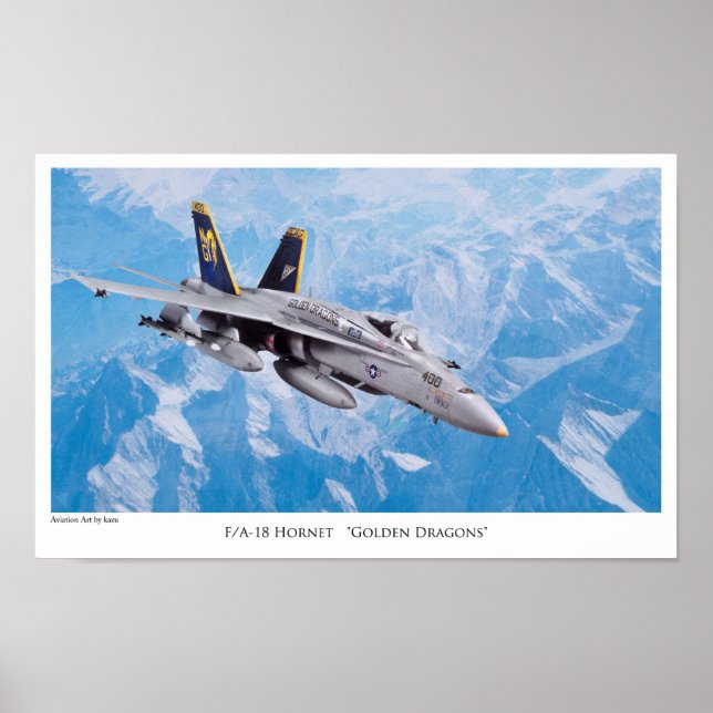 Aviation Art Poster "F/A-18Hornet  Golden Dragons" (Front)