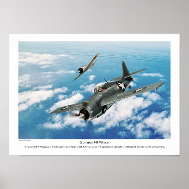 Aviation Art Poster "Grumman F4F Wildcat" (Front)