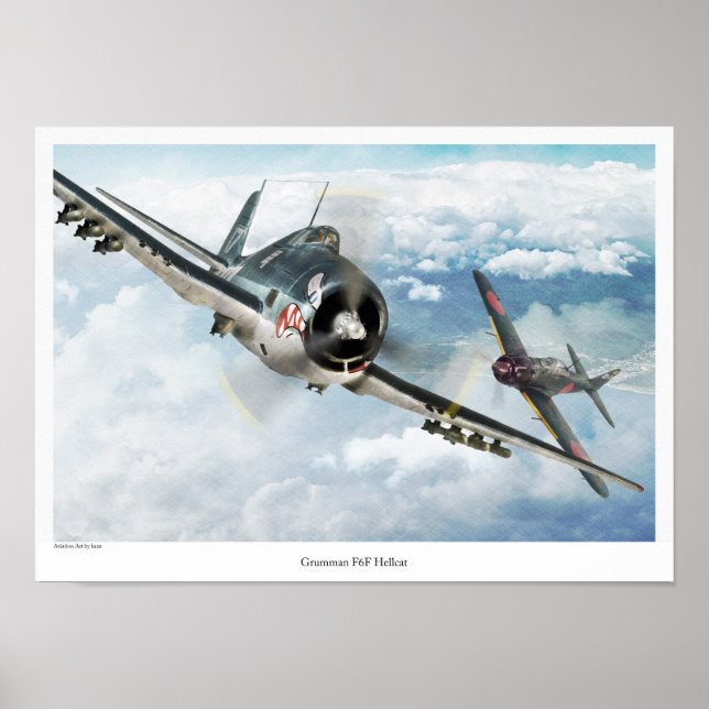 Aviation Art Poster "Grumman F6F Hellcat" (Front)