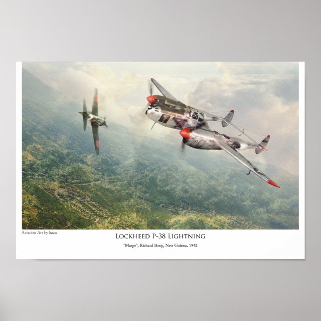 aviation Art Poster "Lockheed P-38 Lightning " (Front)