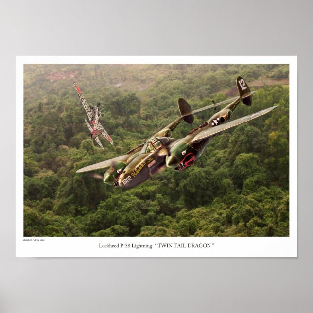 Aviation Art Poster "P-38 Lightning" (Front)