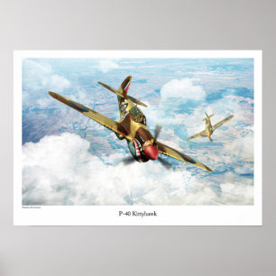 Aviation Art Poster "P-40  Kittyhawk"