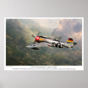 Aviation Art Poster "P-47D Thunderbolt "Saucy Sus"