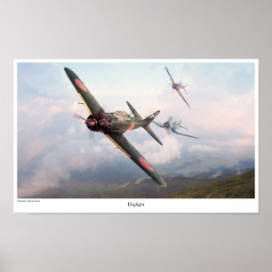 Aviation Art Poster "ZERO vs F4U"