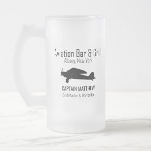 Aviation Bar & Grill Beer Glasses Frosted Glass Beer Mug