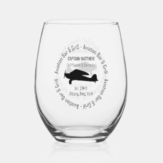 Aviation Bar & Grill Drinkware Drinkware Cocktail  Stemless Wine Glass
