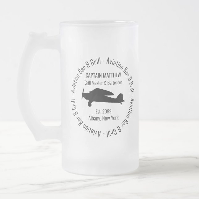 Aviation Bar & Grill Drinkware  Frosted Glass Beer Mug (Left)