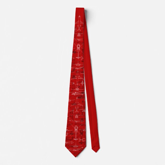 Aviation Blueprint Tie: UH-60 ERJ-175 CRJ-200 Red Tie (Front)