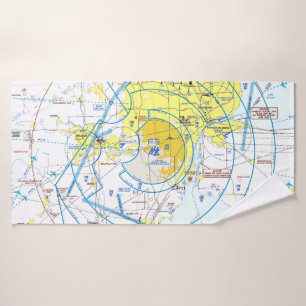 Aviation Chart  Bath Towel