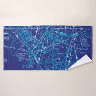 Aviation Chart Bath Towel
