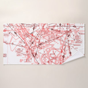 Aviation Chart Bath Towel