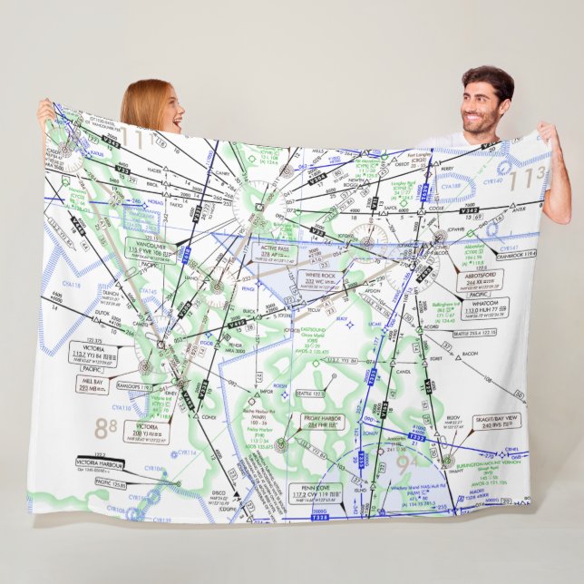 Aviation chart fleece blanket (In Situ)
