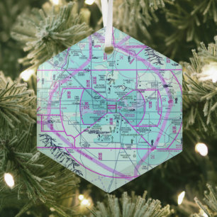 Aviation Chart Glass Tree Decoration